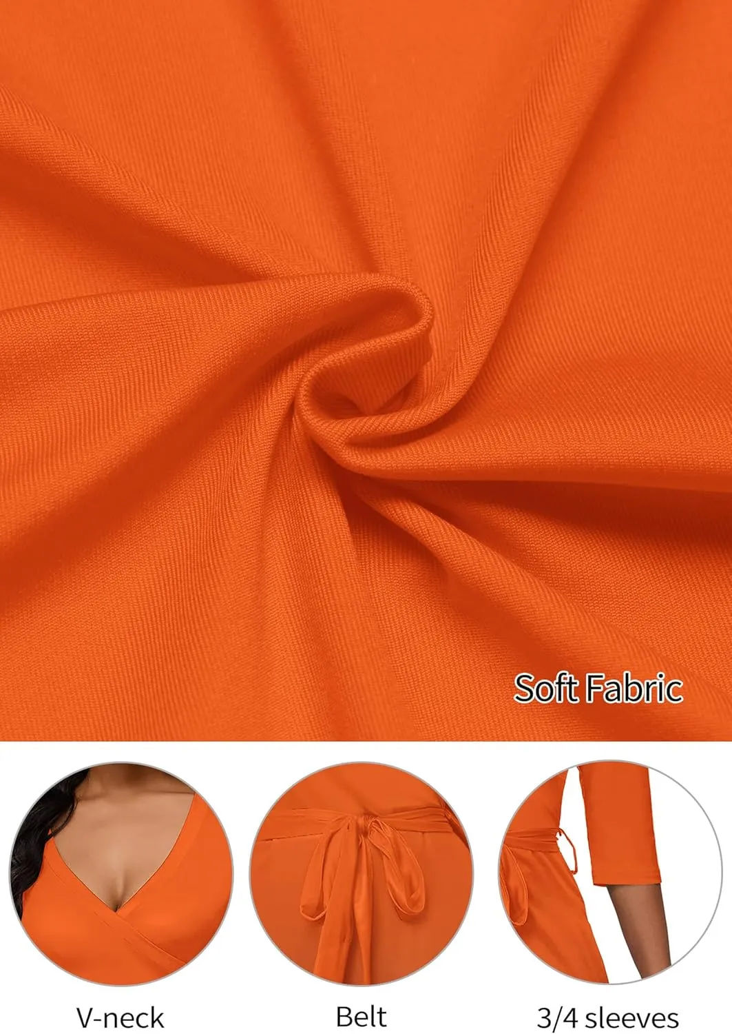 AOMONI Maxi Dress for Women Gradient Casual Long Sundress V Neck 3/4 Sleeves with Belt