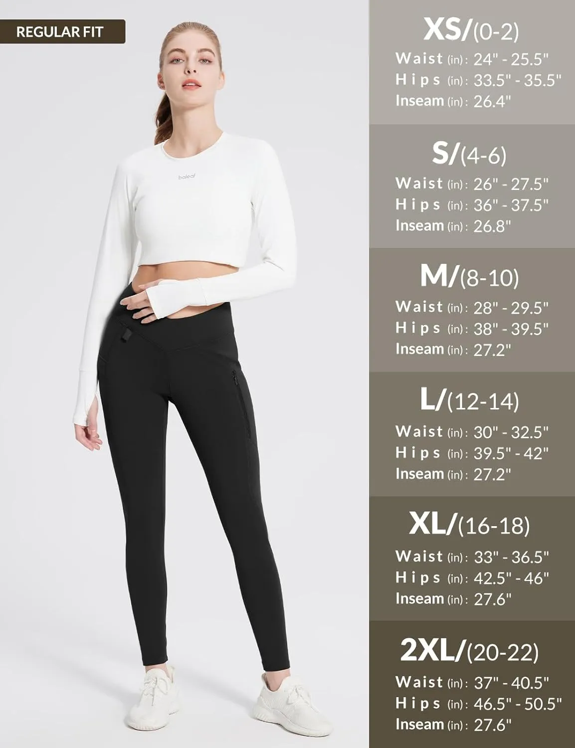 baleaf Women's Fleece Lined Leggings Thermal Warm Zipper Pockets Hikng Pants Winter Cold Weather Water Resistant High Waisted