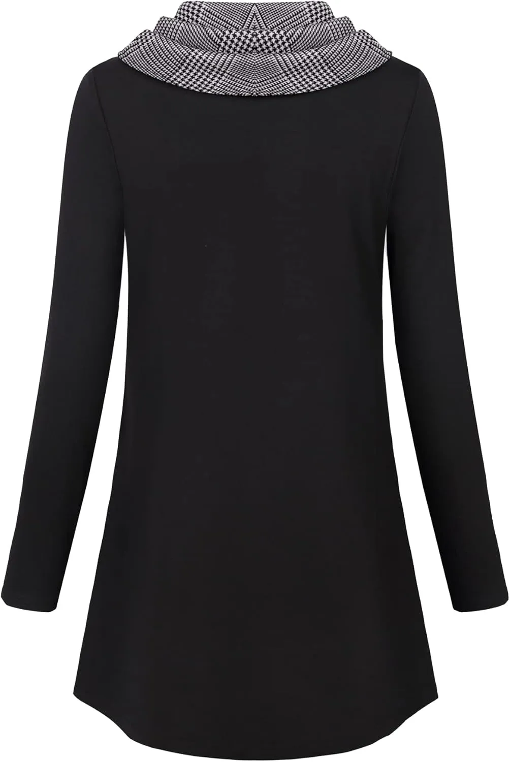 Bebonnie Womens Long Sleeve Cowl Neck Warm Splicing Tunic Tops with Buttons