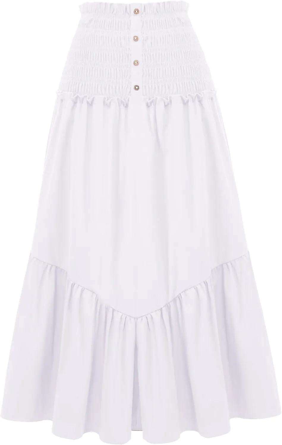 BeryLove Long Skirts for Women A-Line Pleated High Waist Maxi Skirt Flowy Elegant Casual Work Beach Skirts 2001 White XL