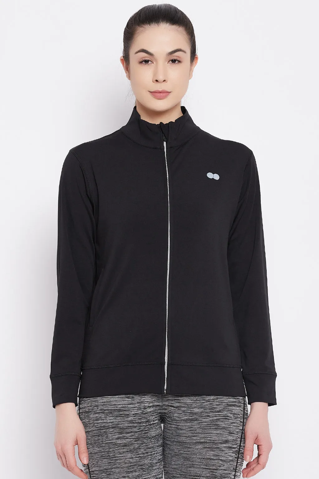 Black Polyester Activewear Jacket