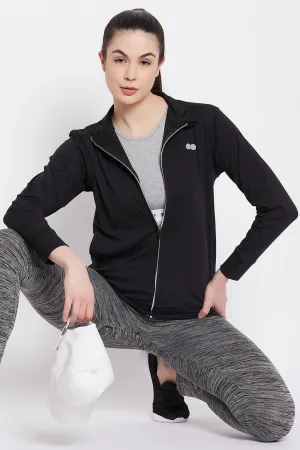 Black Polyester Activewear Jacket