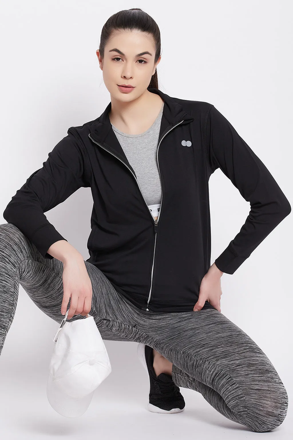 Black Polyester Activewear Jacket