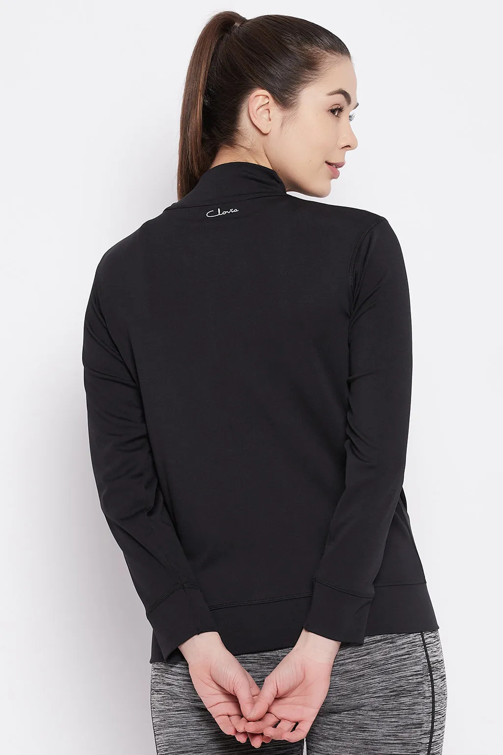 Black Polyester Activewear Jacket