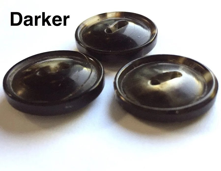 Black/Brown/Cream 2-hole Rimmed Natural Horn Button 7/8"  #SK-86H23