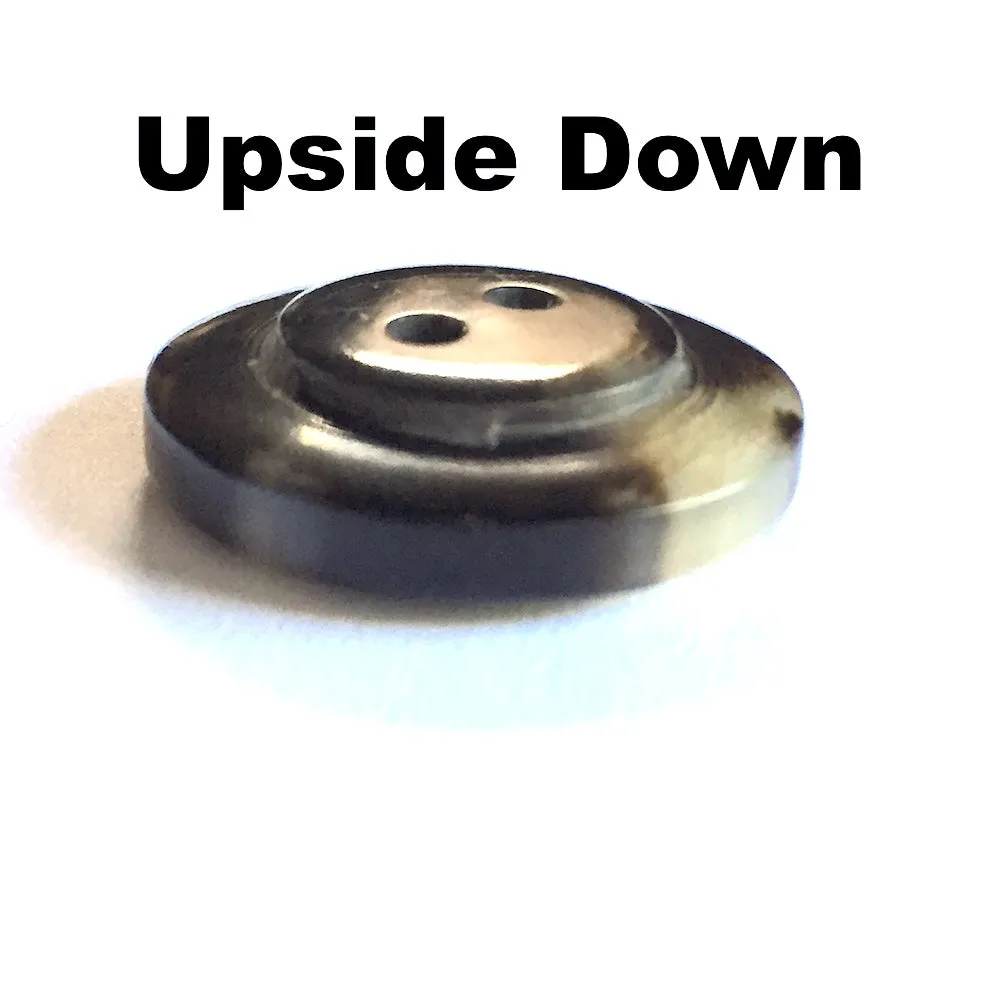 Black/Brown/Cream 2-hole Rimmed Natural Horn Button 7/8"  #SK-86H23