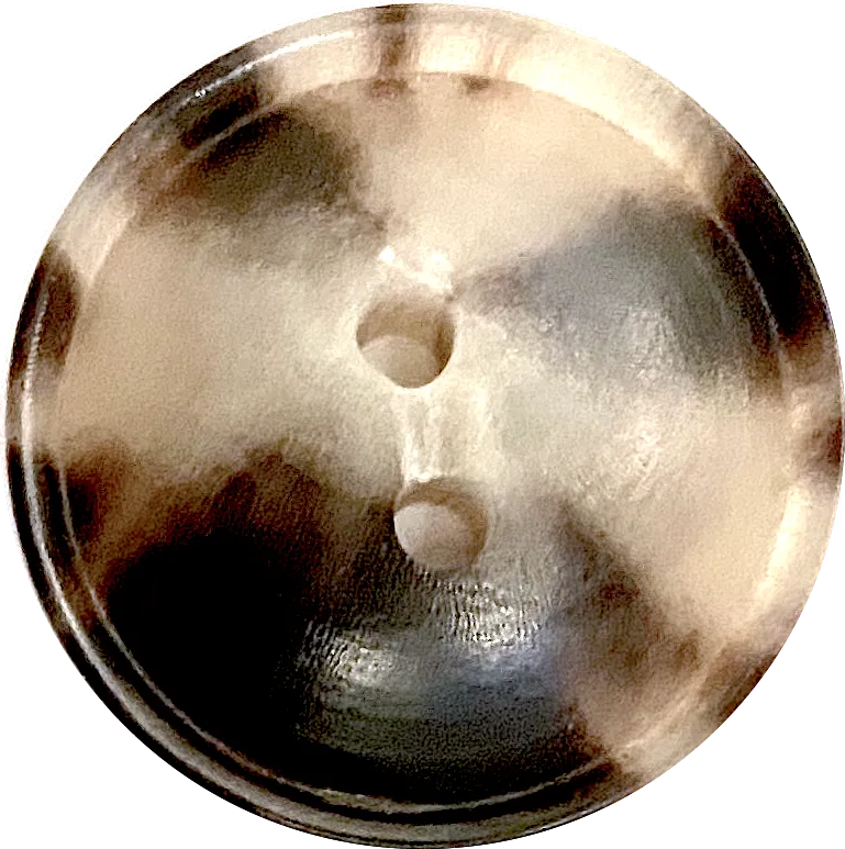 Black/Brown/Cream 2-hole Rimmed Natural Horn Button 7/8"  #SK-86H23