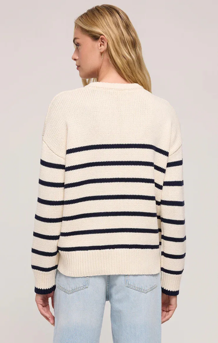 Boyfriend Stripe Sweater - Sea Salt