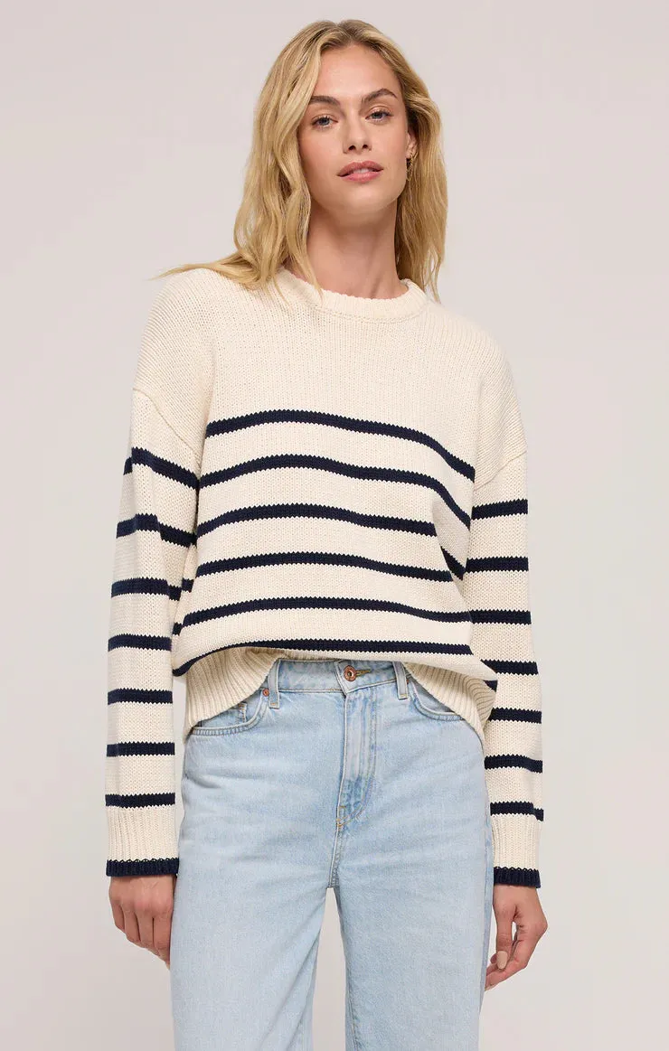 Boyfriend Stripe Sweater - Sea Salt