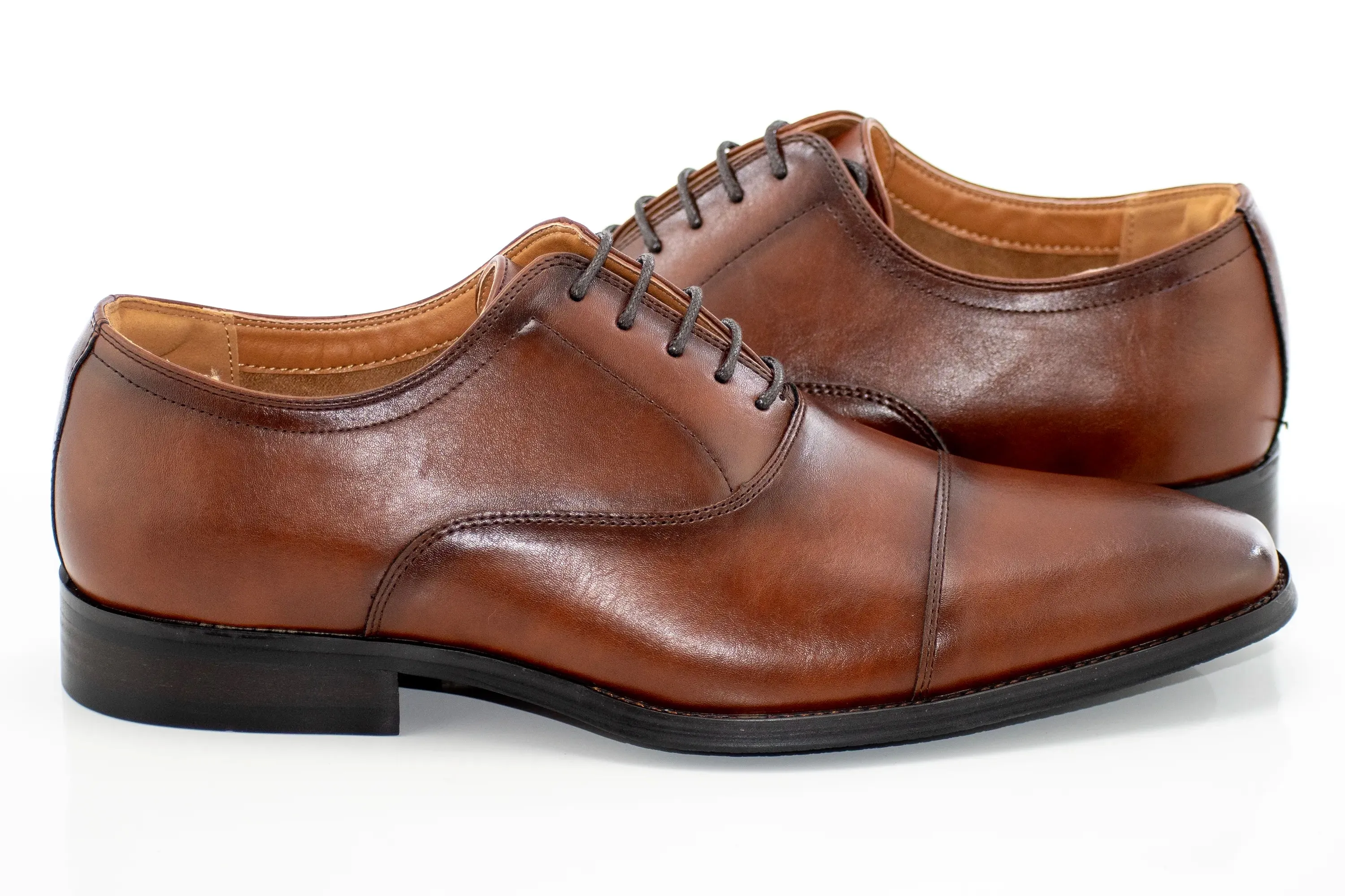 Brown Cap-Toe Oxford Lace-Up