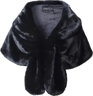 Caracilia Faux Fur Shawl Wrap Stole Shrug Winter Bridal Wedding Cover Up