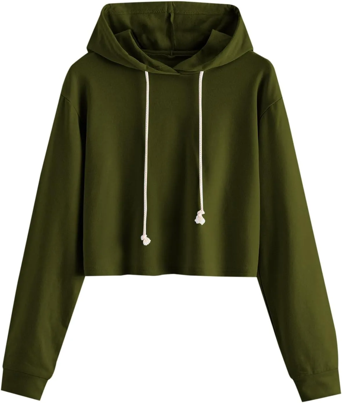 Ceboyel Women Cropped Hoodie Drawstring Pullover Sweatshirt Long Sleeve Workout Tops Trendy Y2k Teen Girls Clothes