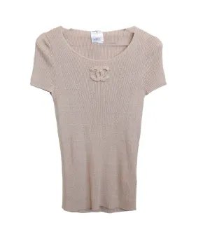 Chanel 09P CC Ribbed Top Beige - DXBS0746