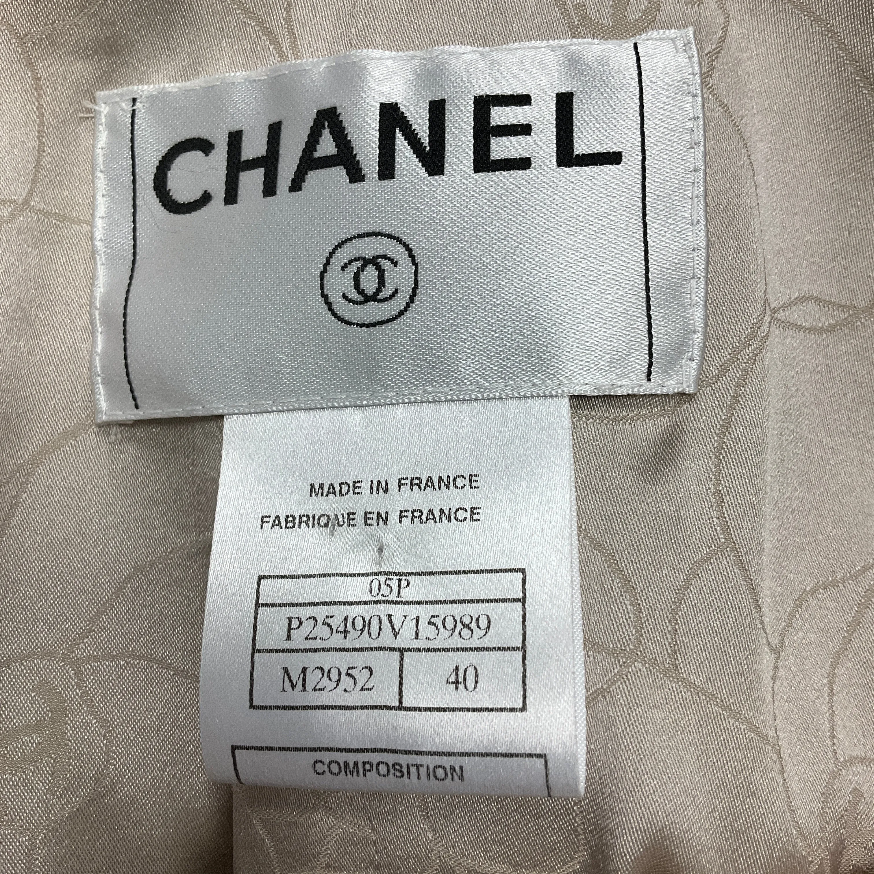 Chanel Blush / Gold 2005 Fringed CC Logo Button Tweed Jacket