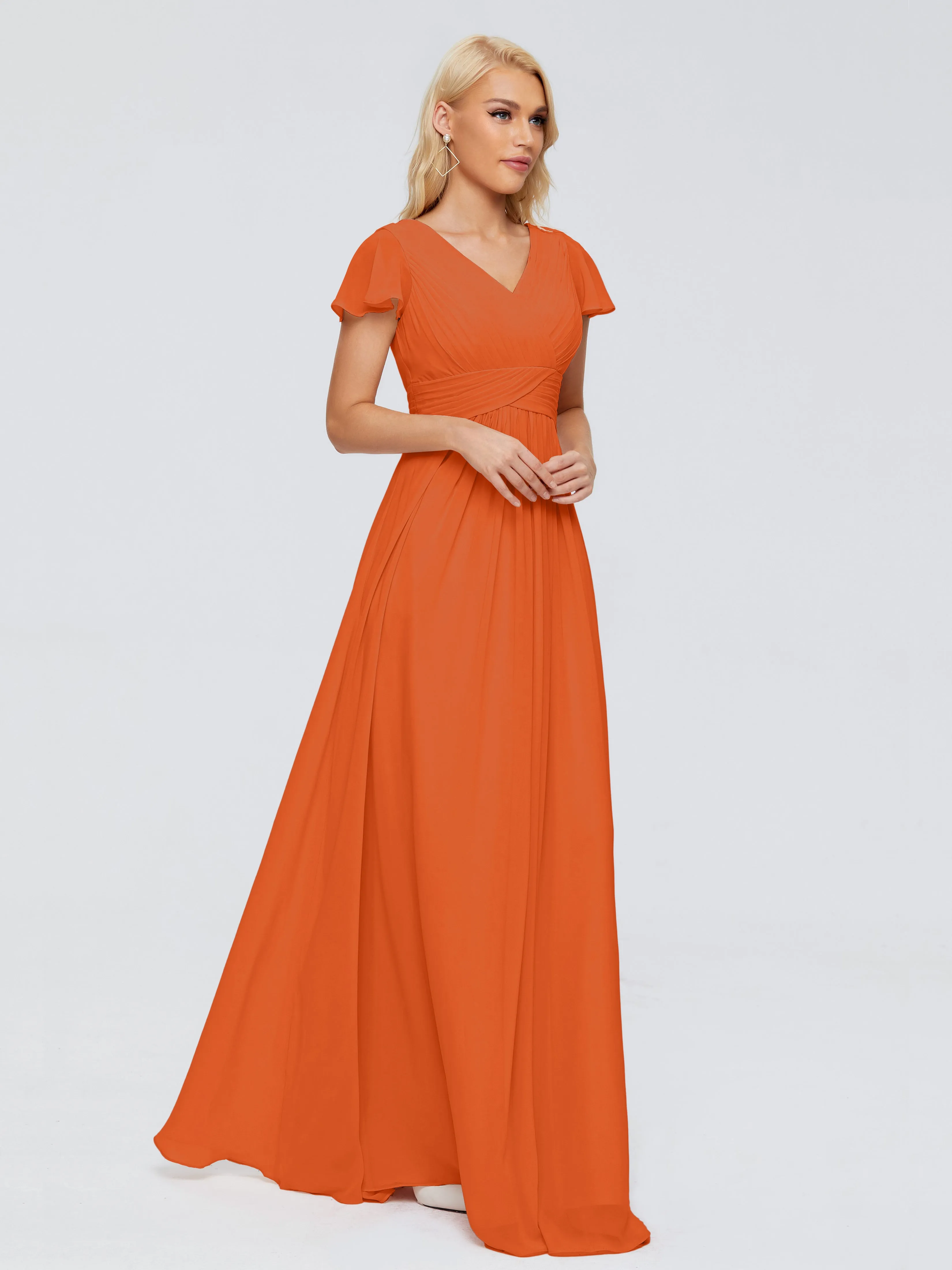 Charlie Cap Sleeves Elegant Chiffon Bridesmaid Dresses