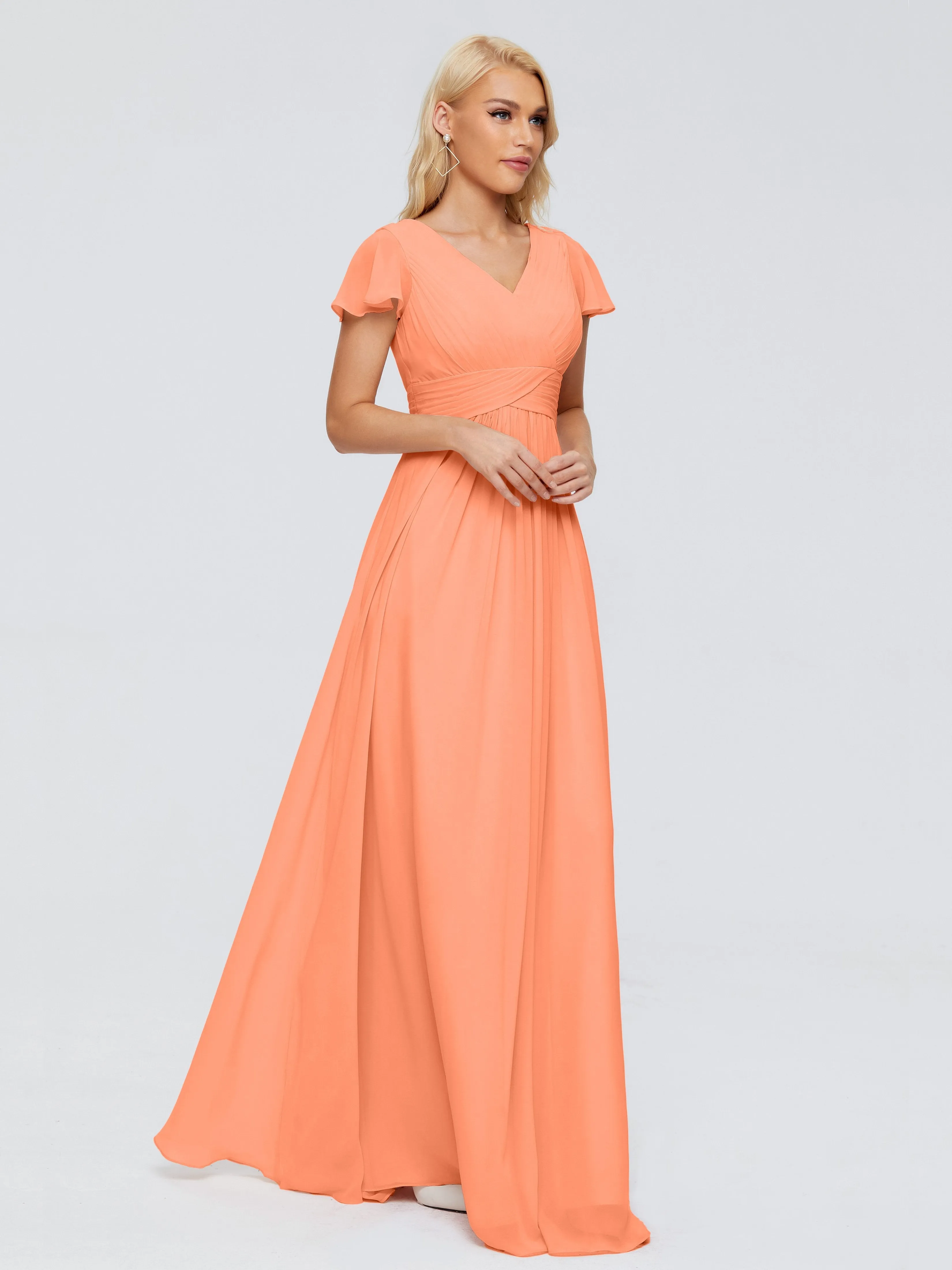 Charlie Cap Sleeves Elegant Chiffon Bridesmaid Dresses