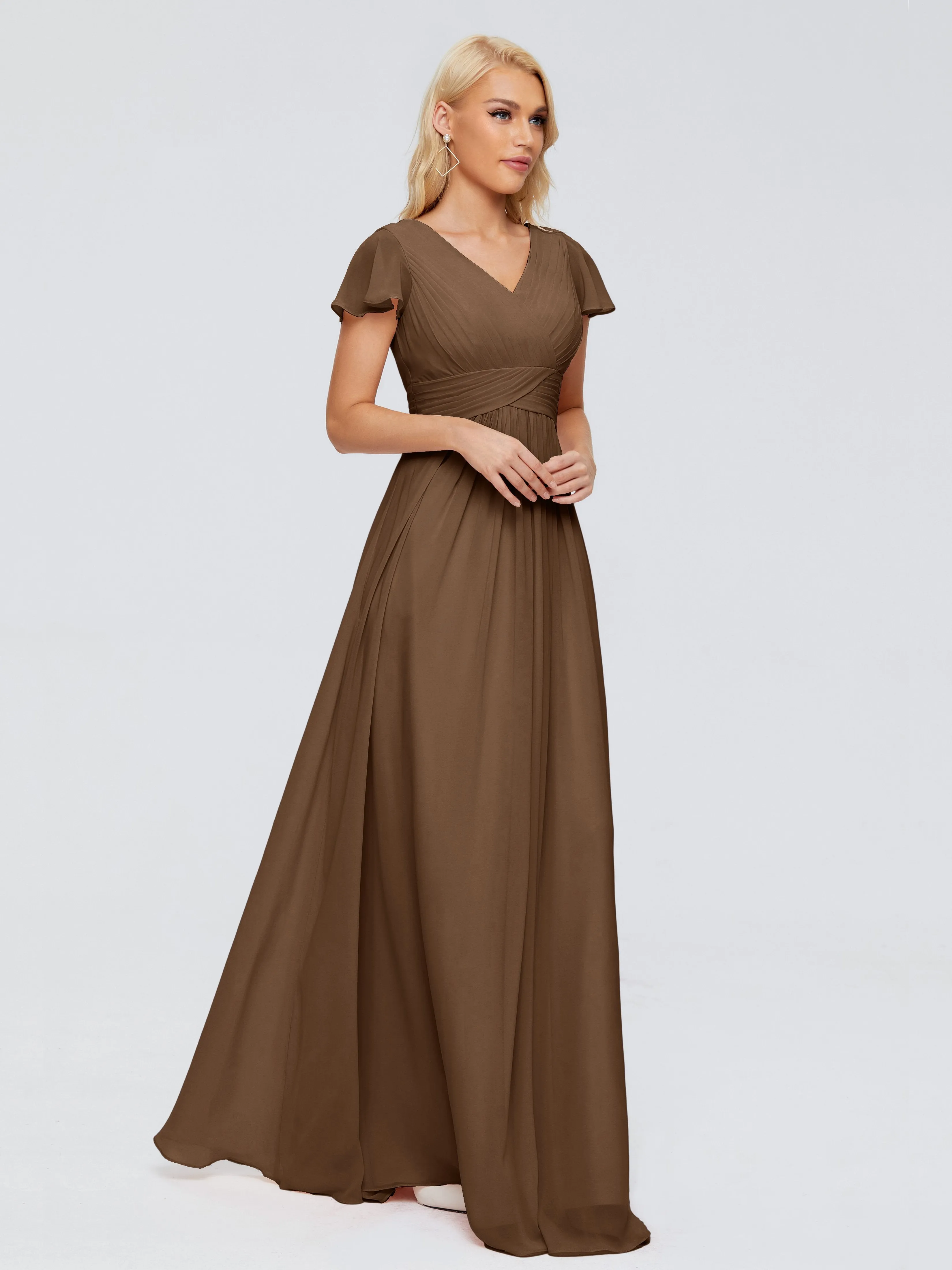 Charlie Cap Sleeves Elegant Chiffon Bridesmaid Dresses