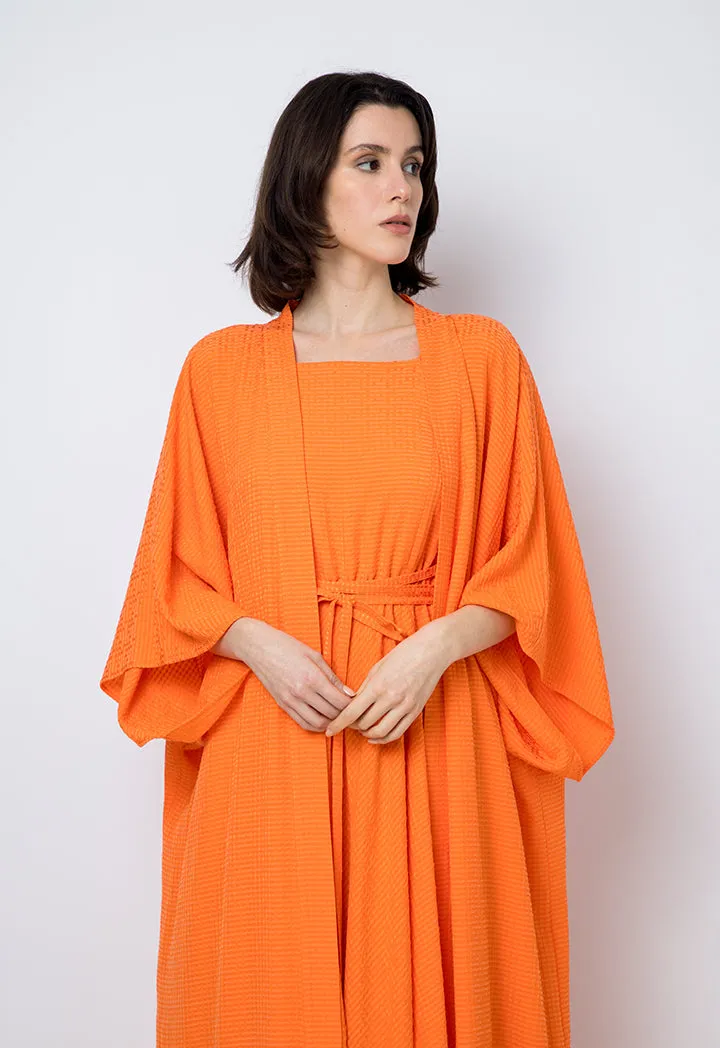 Choice Solid Long Wide Sleeves Abaya Orange