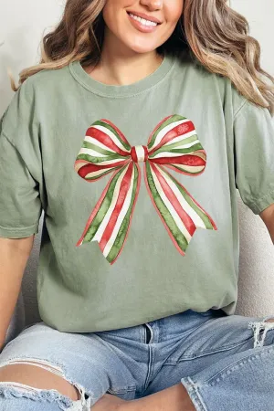 Christmas Ribbon Coquette Bow Comfort Colors Adult Ring-Spun Cotton Tee