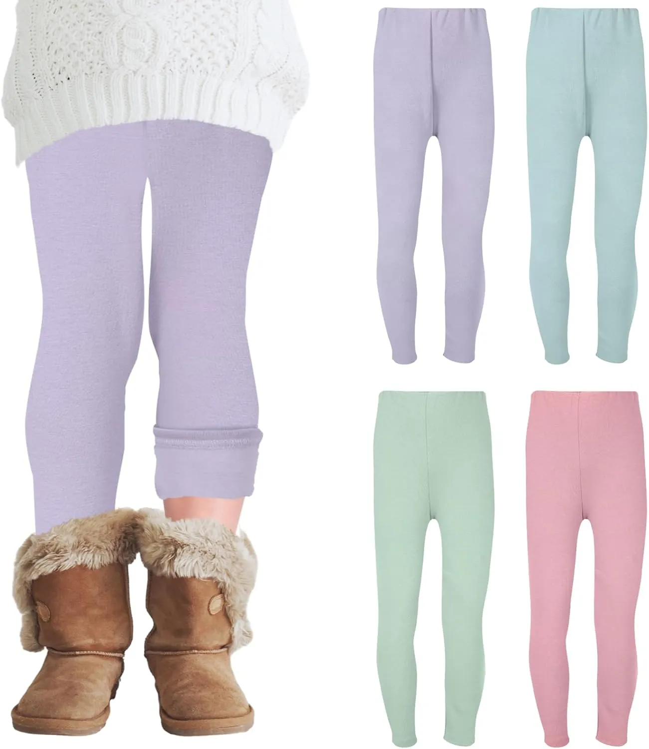 Chuarry Girls Winter Leggings Fleece Lined Warm Basic Pants Thick for Kid Toddler