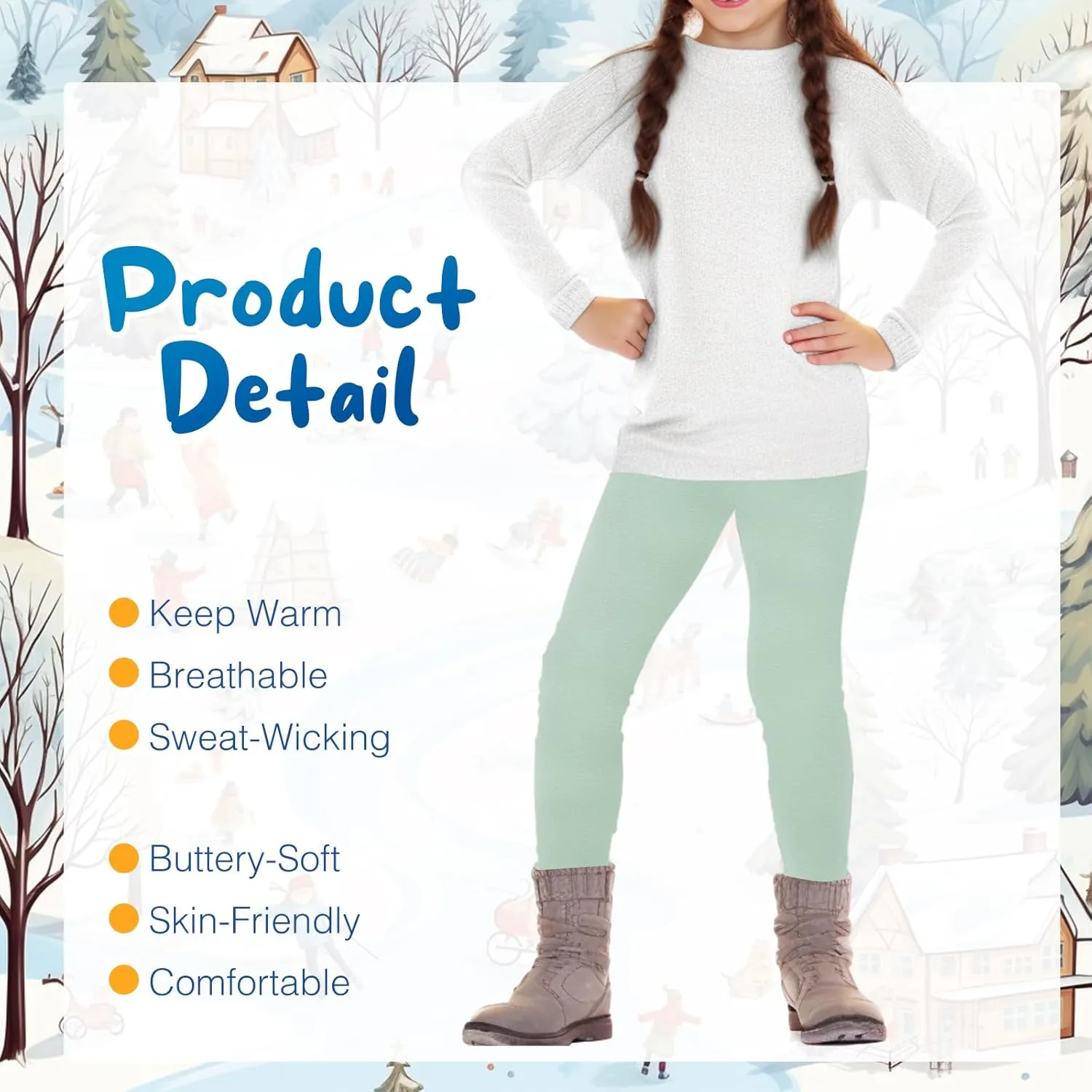 Chuarry Girls Winter Leggings Fleece Lined Warm Basic Pants Thick for Kid Toddler