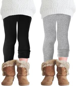 Chuarry Girls Winter Leggings Fleece Lined Warm Basic Pants Thick for Kid Toddler