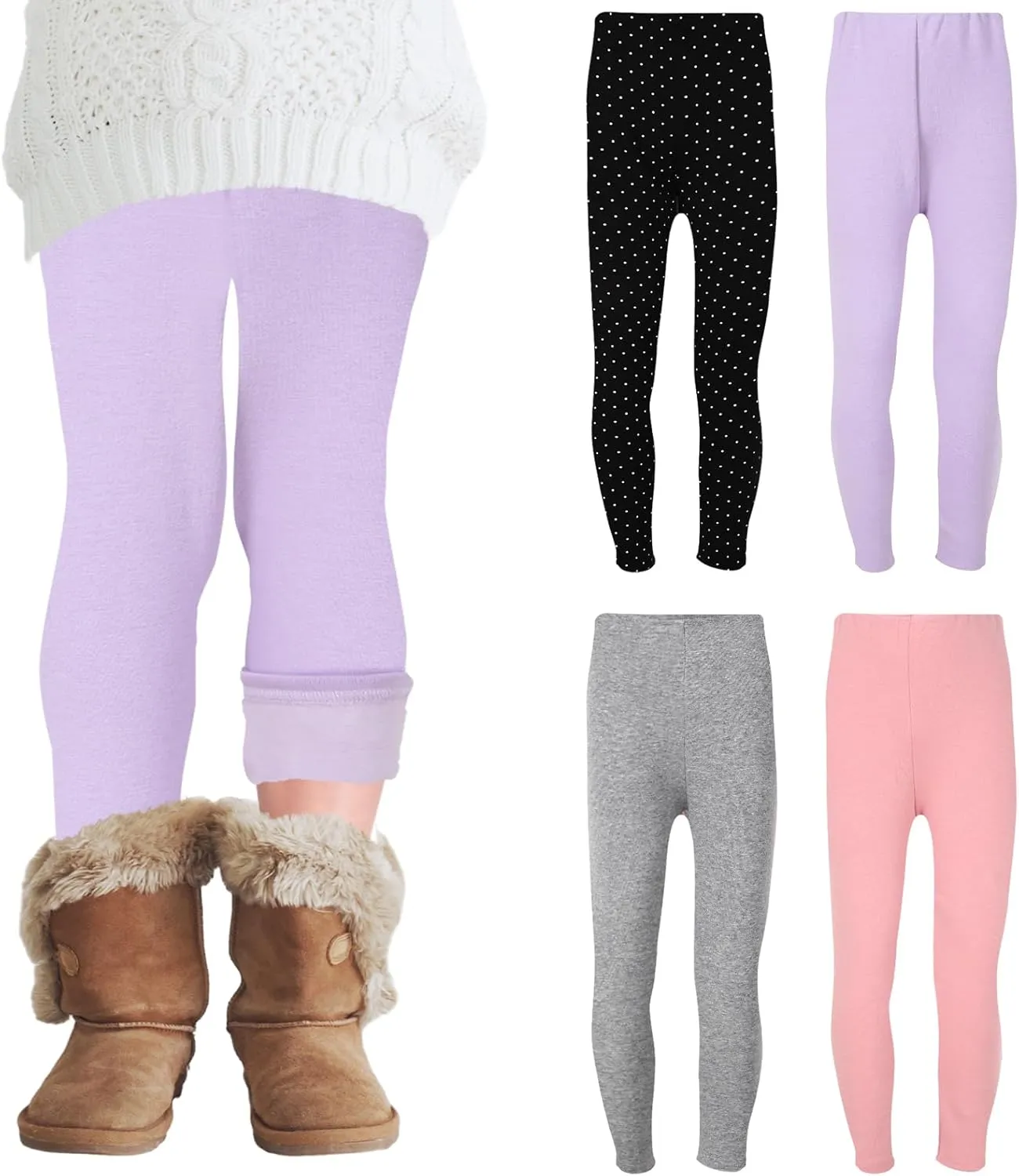 Chuarry Girls Winter Leggings Fleece Lined Warm Basic Pants Thick for Kid Toddler