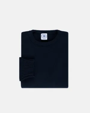 CHUNKY COTTON CREW NECK SWEATER - NAVY