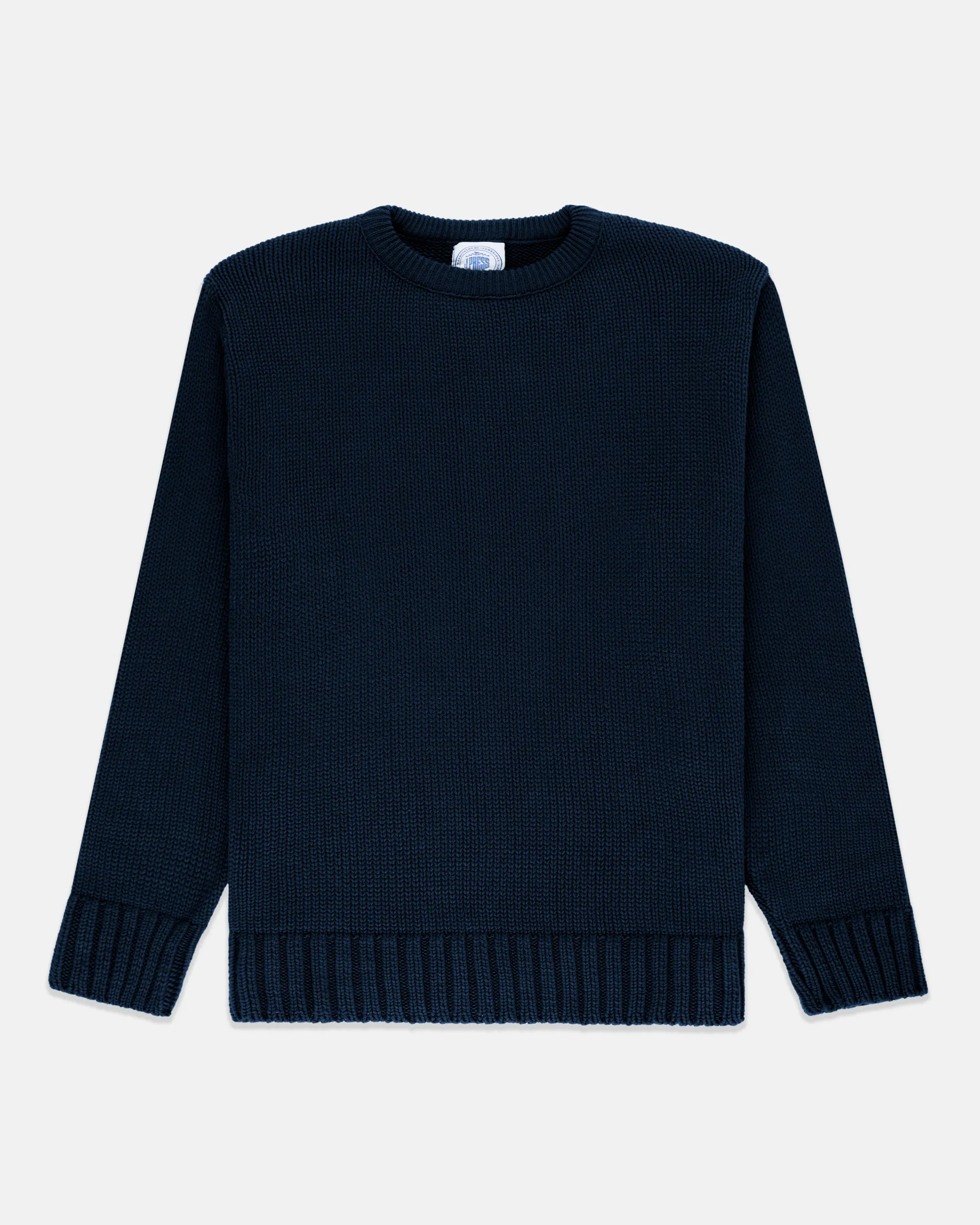 CHUNKY COTTON CREW NECK SWEATER - NAVY