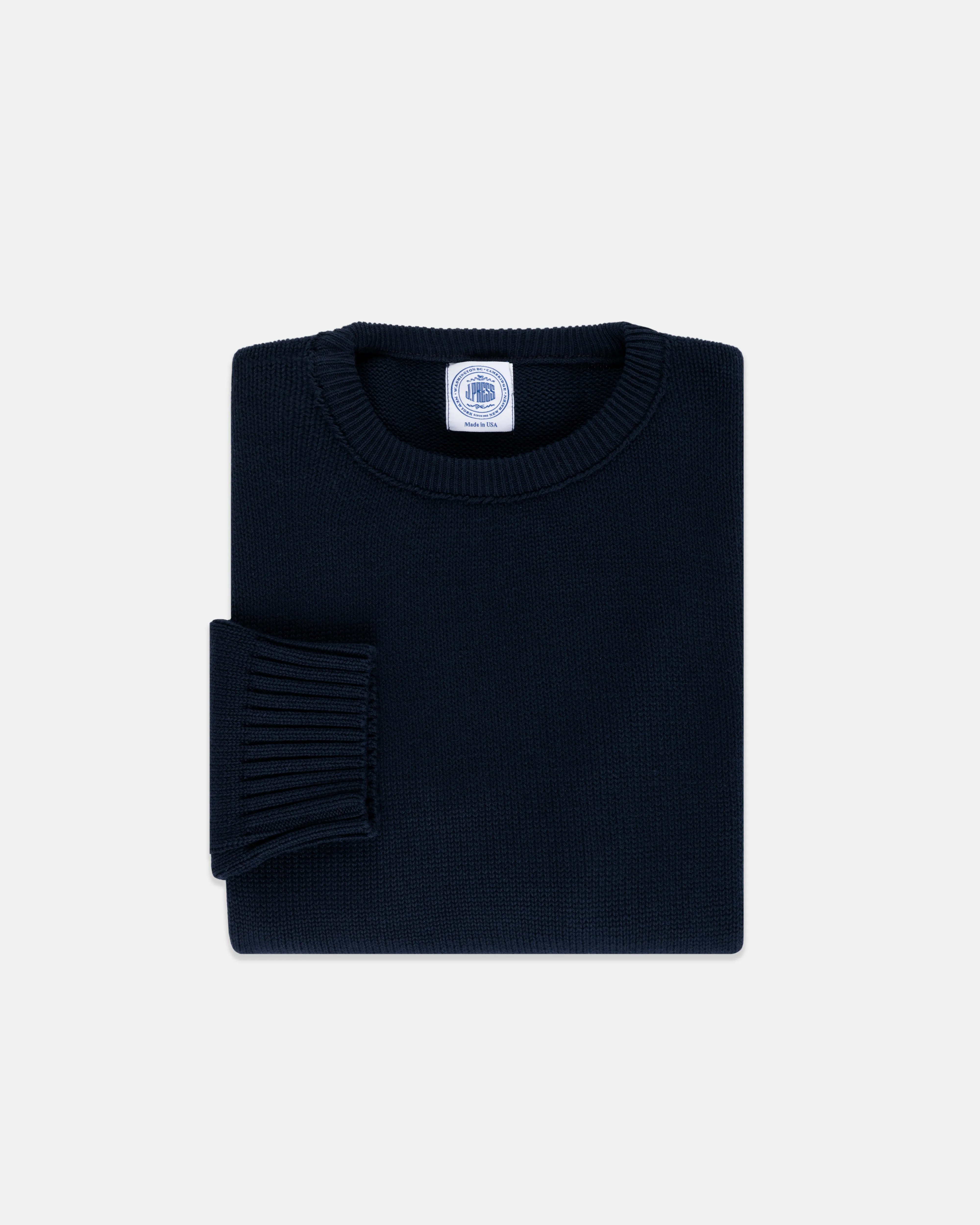 CHUNKY COTTON CREW NECK SWEATER - NAVY