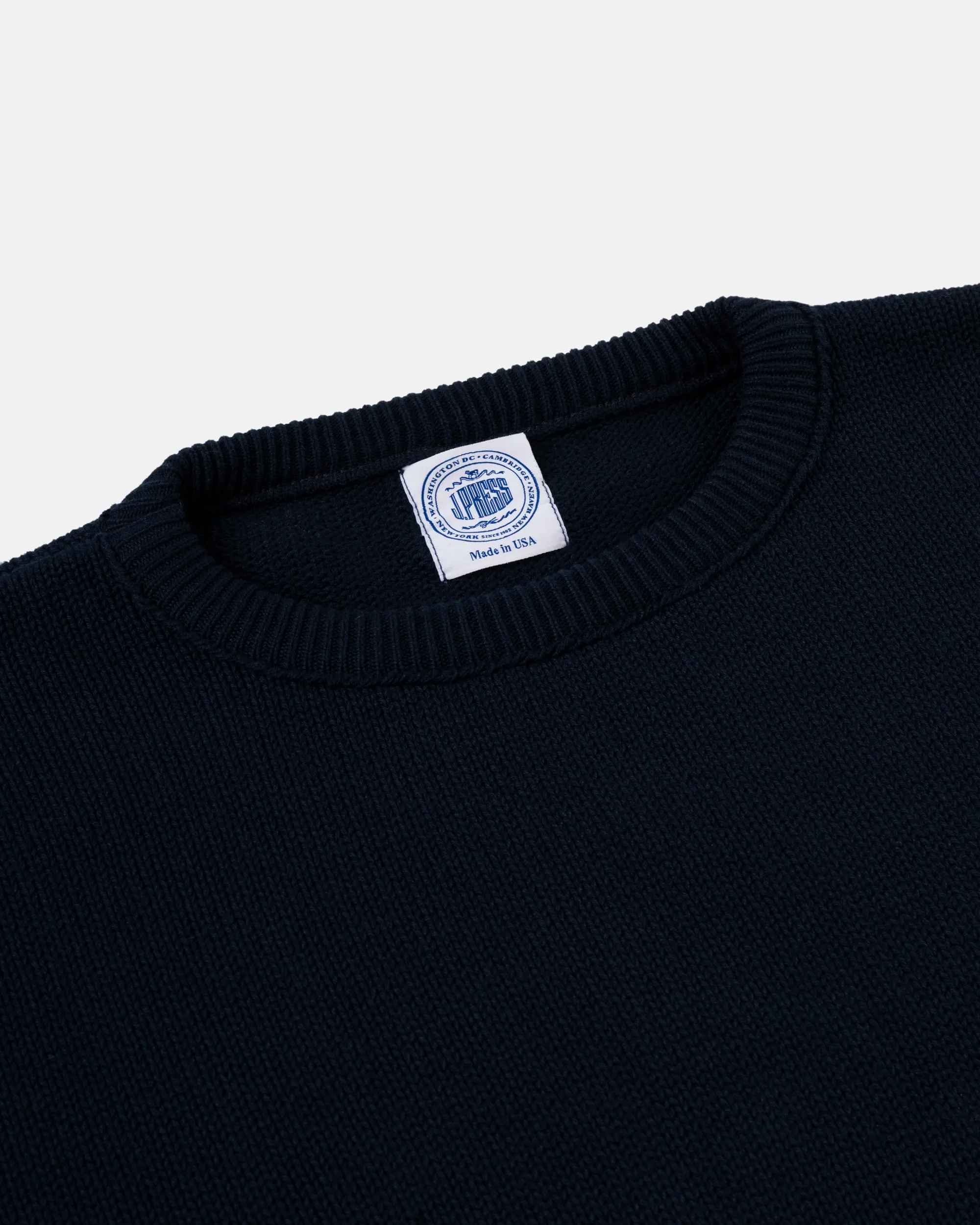 CHUNKY COTTON CREW NECK SWEATER - NAVY