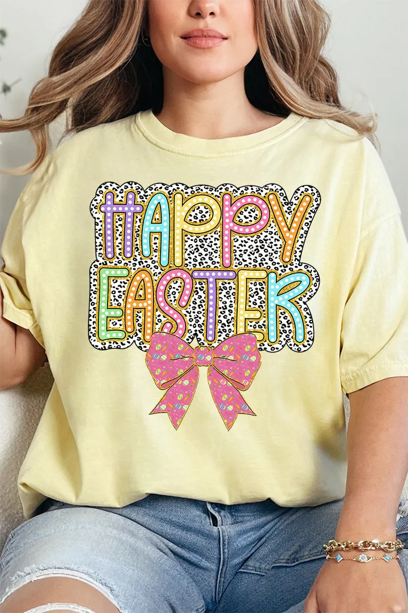 Colorful Happy Easter Bow Comfort Colors Adult Ring-Spun Cotton Tee