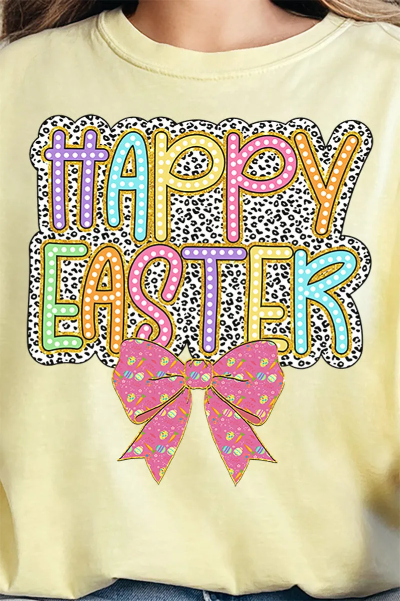 Colorful Happy Easter Bow Comfort Colors Adult Ring-Spun Cotton Tee