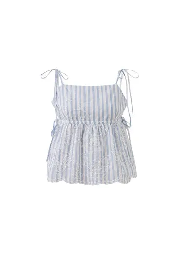 Corentine Blue Striped Top
