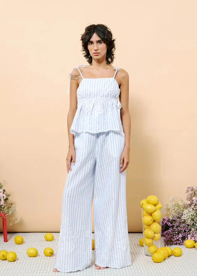 Corentine Blue Striped Top