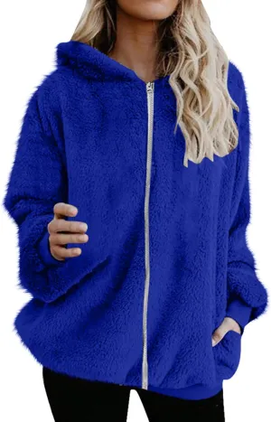 Cozy Fluffy Hoodie Women Fall/Winter Clothes Womens Hoodies Sherpa Pullover Zip Up Fuzzy Fleece Oversized Hoodie