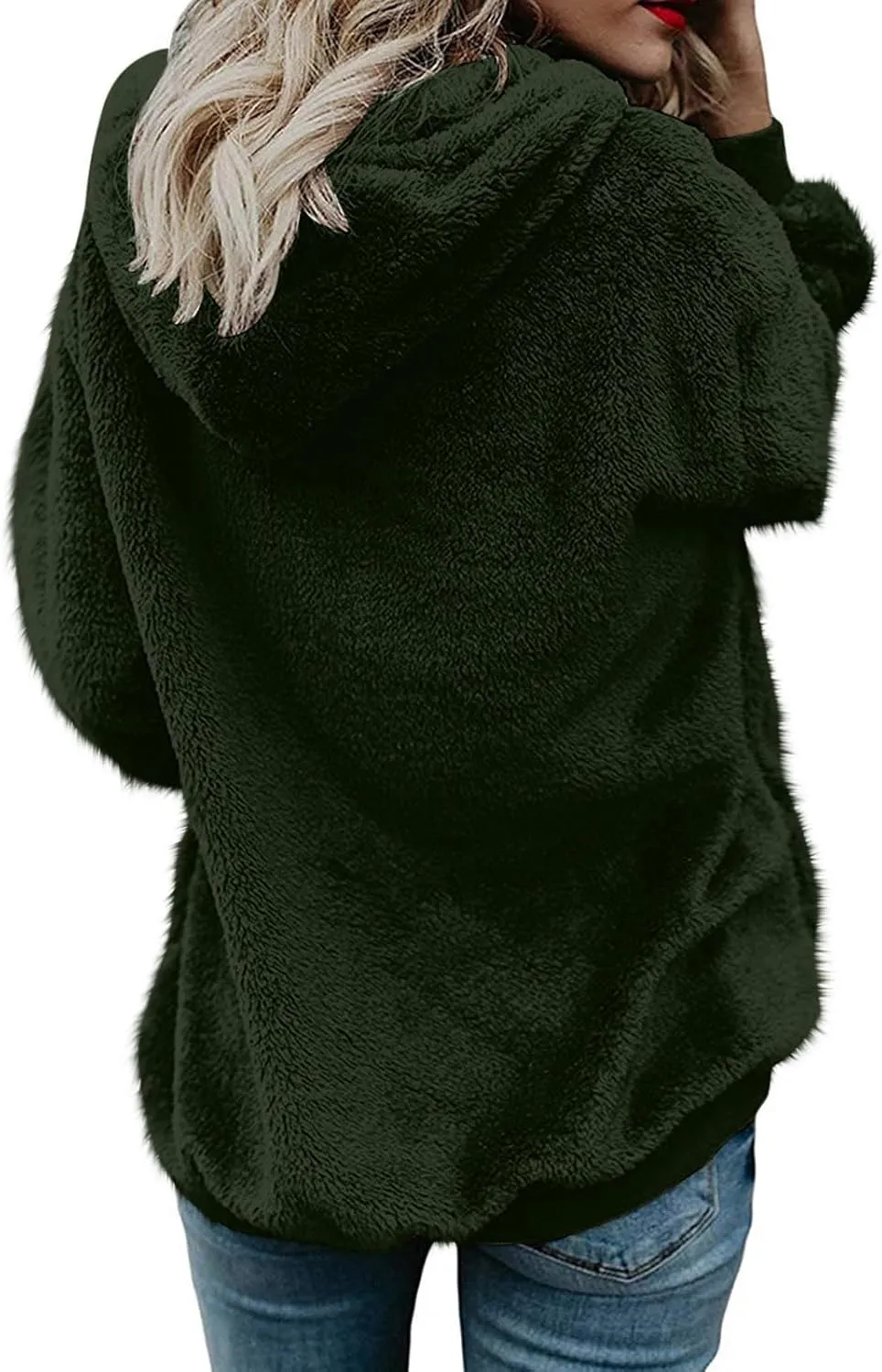 Cozy Fluffy Hoodie Women Fall/Winter Clothes Womens Hoodies Sherpa Pullover Zip Up Fuzzy Fleece Oversized Hoodie