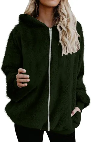 Cozy Fluffy Hoodie Women Fall/Winter Clothes Womens Hoodies Sherpa Pullover Zip Up Fuzzy Fleece Oversized Hoodie