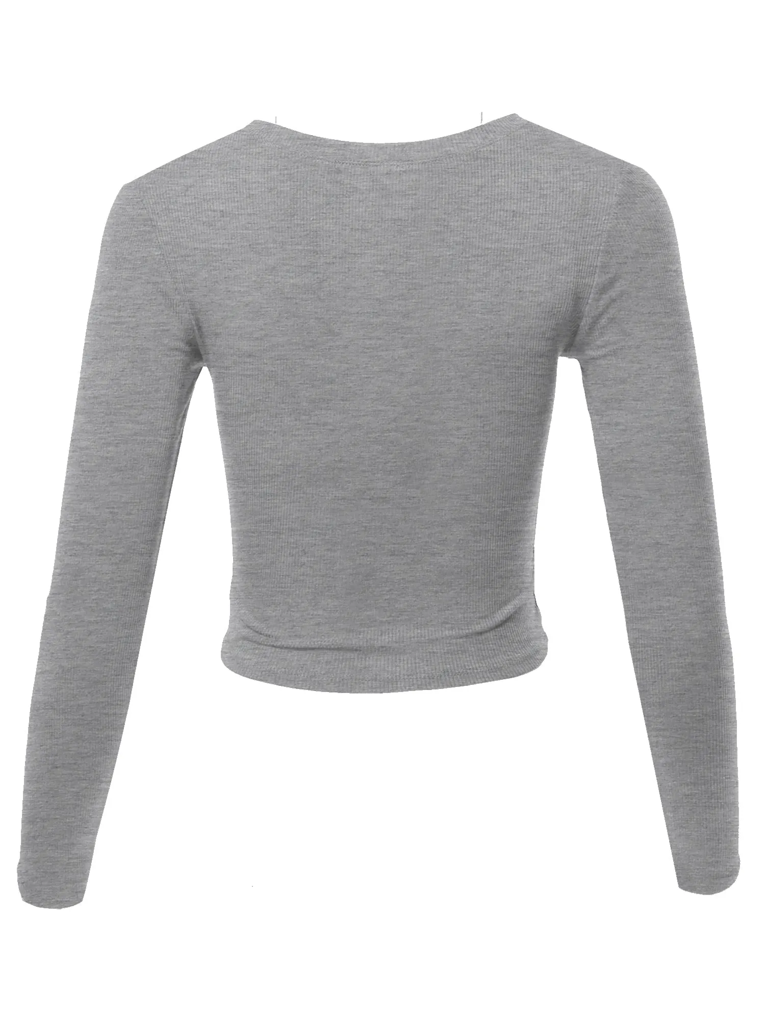 Cropped Lightweight Long Sleeve V-Neck Ribbed Tops Tees