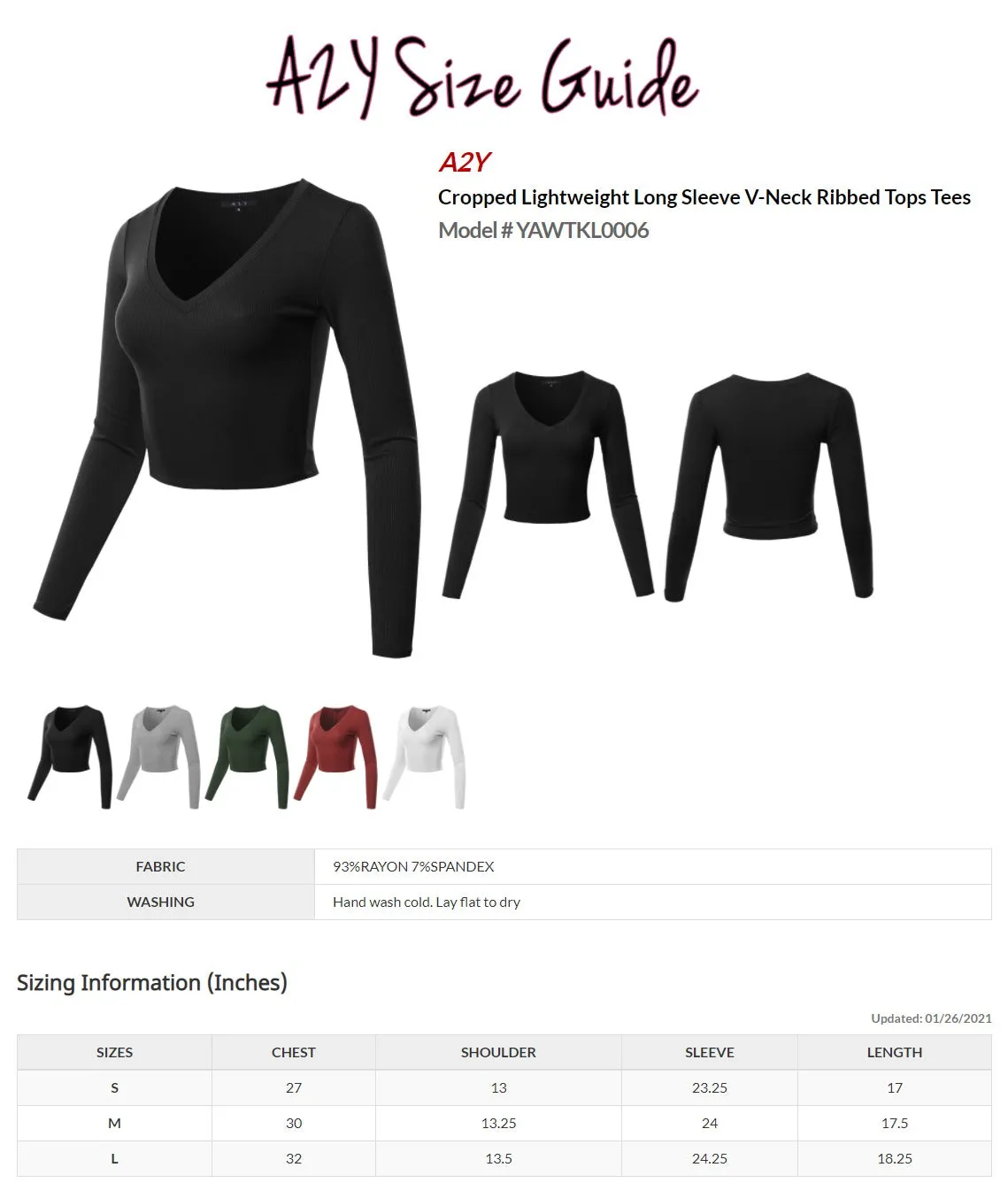 Cropped Lightweight Long Sleeve V-Neck Ribbed Tops Tees