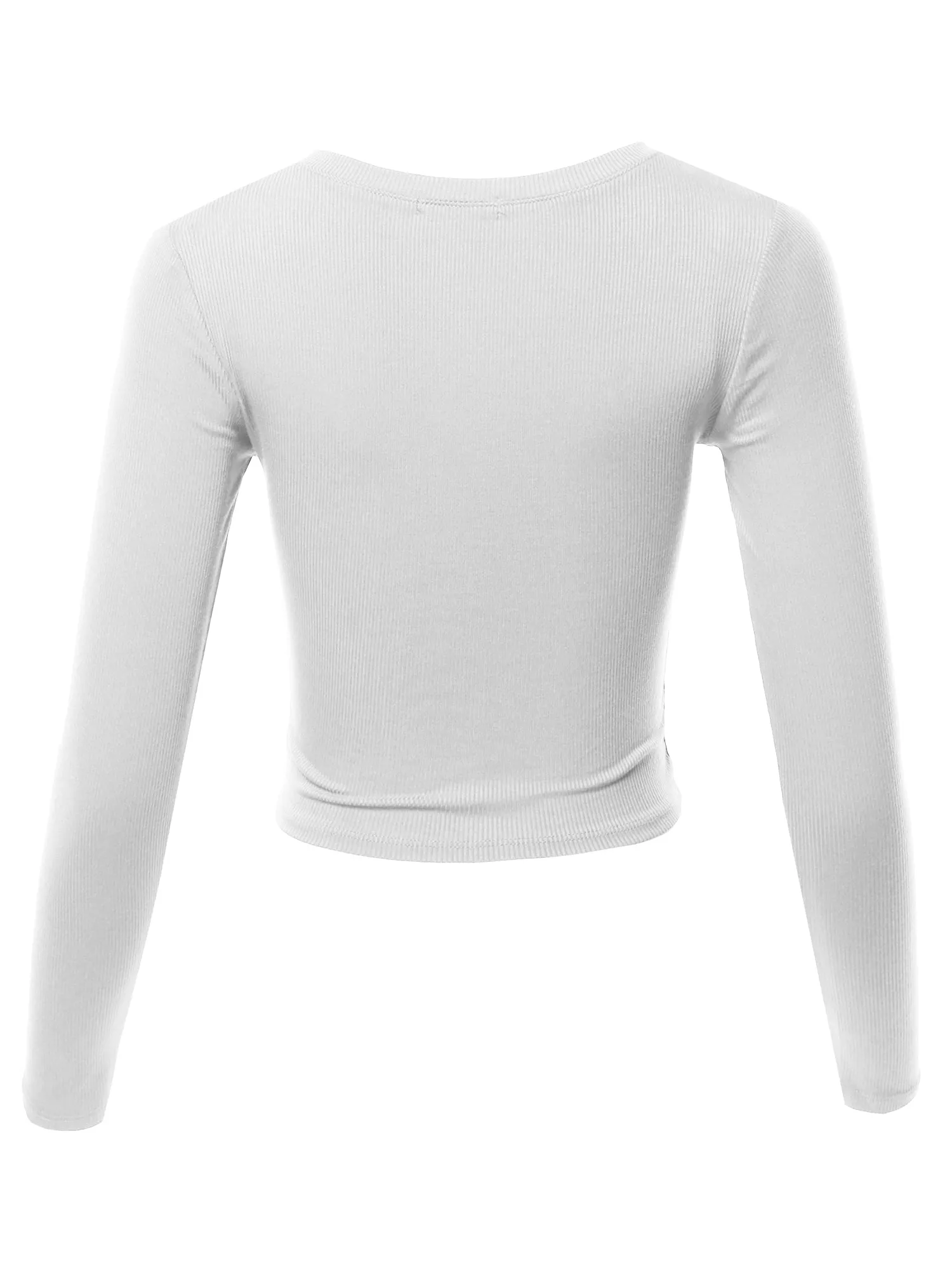 Cropped Lightweight Long Sleeve V-Neck Ribbed Tops Tees