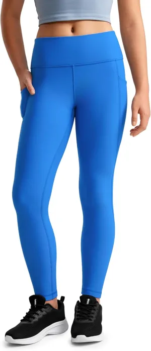 CRZ YOGA Girls Thermal Fleece Lined Athletic Leggings Water Resistant High Waist Warm Winter Kids Lounge Pants Side Pockets