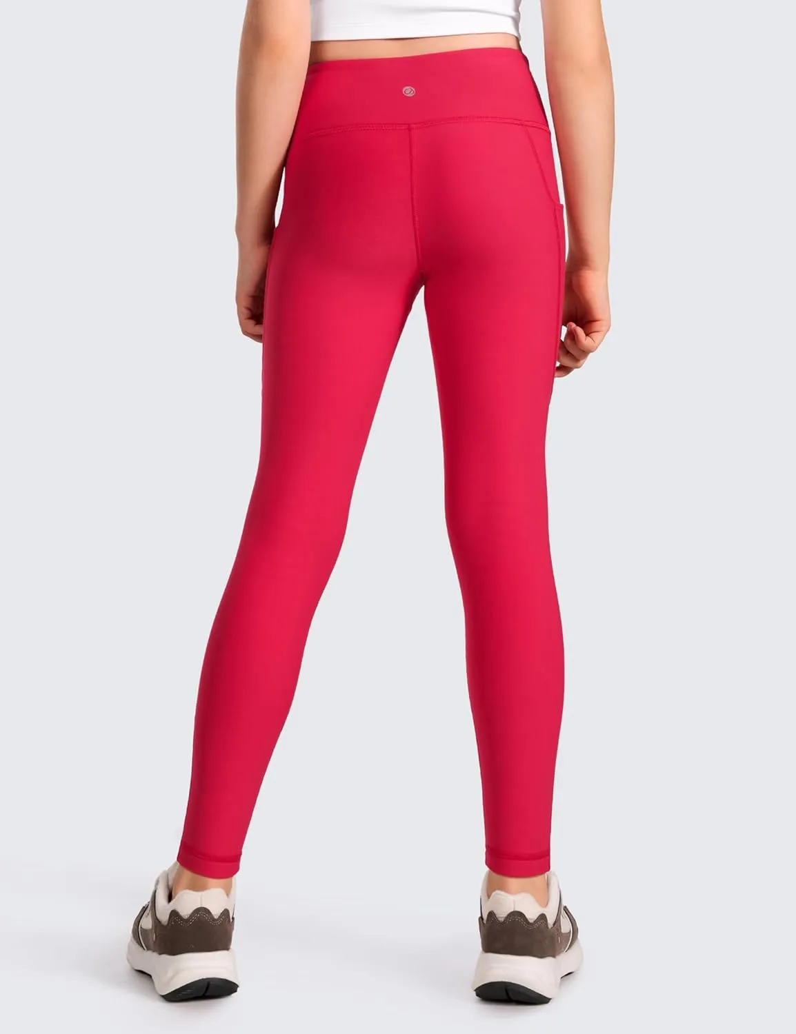 CRZ YOGA Girls Thermal Fleece Lined Athletic Leggings Water Resistant High Waist Warm Winter Kids Lounge Pants Side Pockets