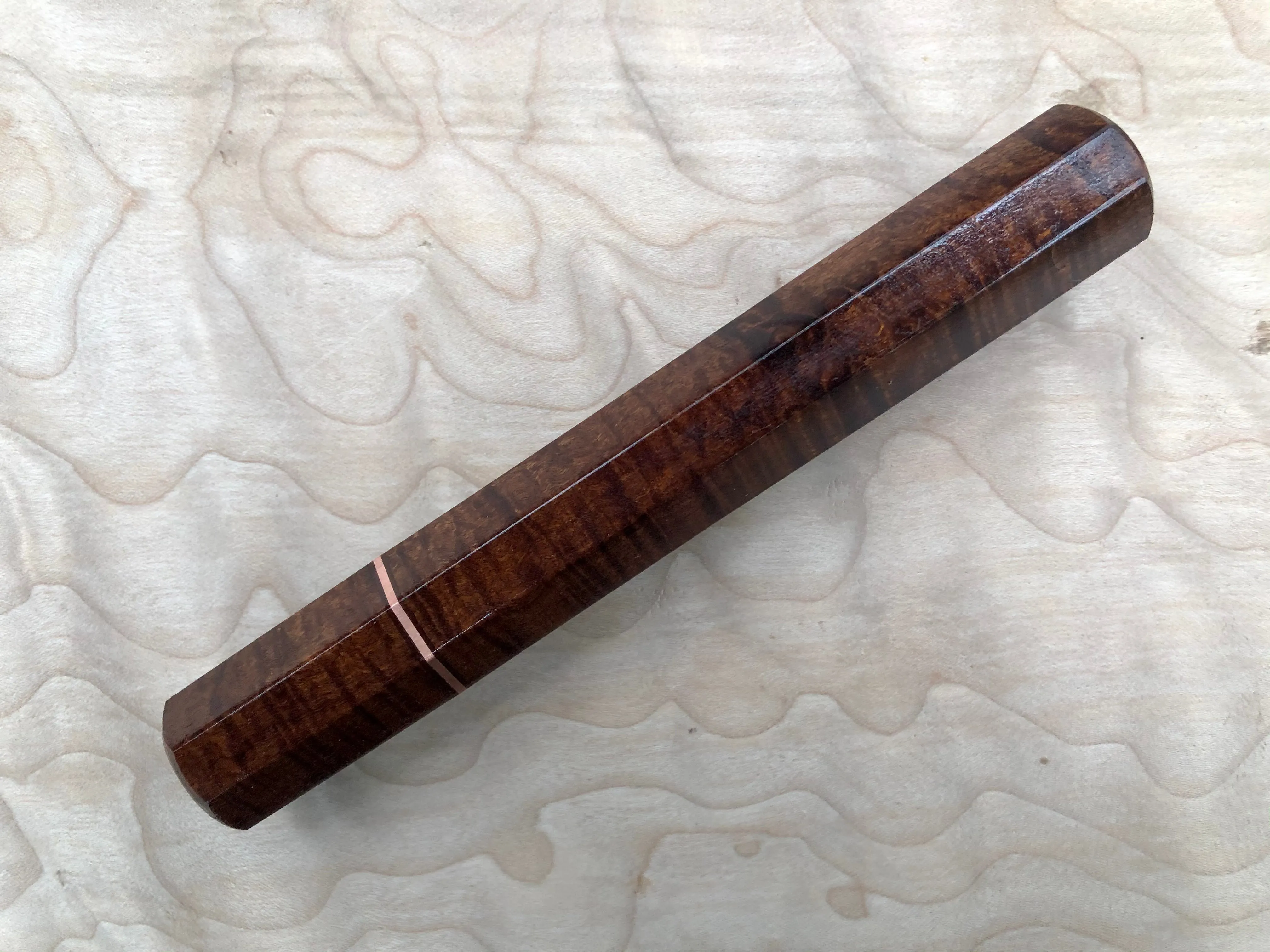 Custom Japanese Knife Handle - Ringed Gidgee and copper