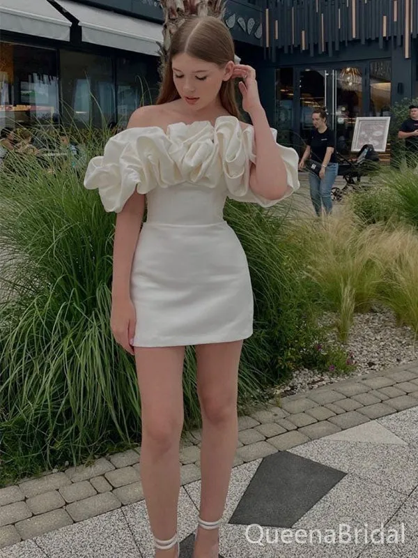 Cute White Homecoming Dress Graduation Party Dress , QB0874