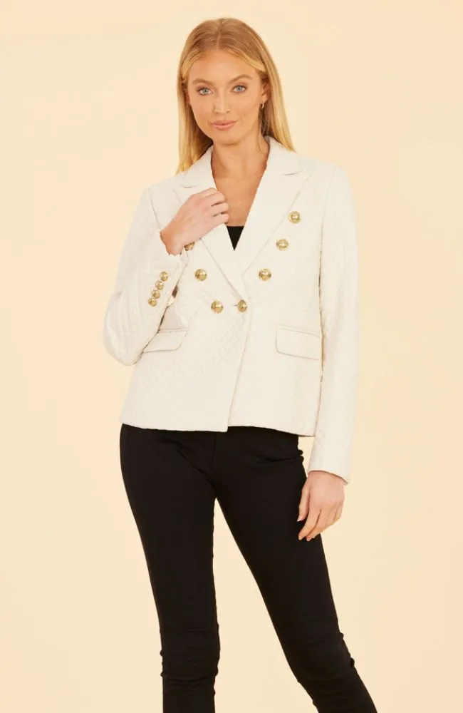 Double Breasted Quilted Blazer in Black or Ivory