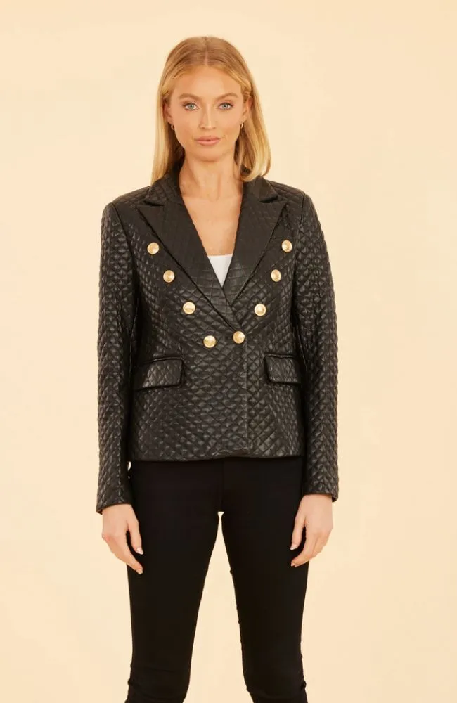 Double Breasted Quilted Blazer in Black or Ivory