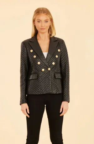 Double Breasted Quilted Blazer in Black or Ivory