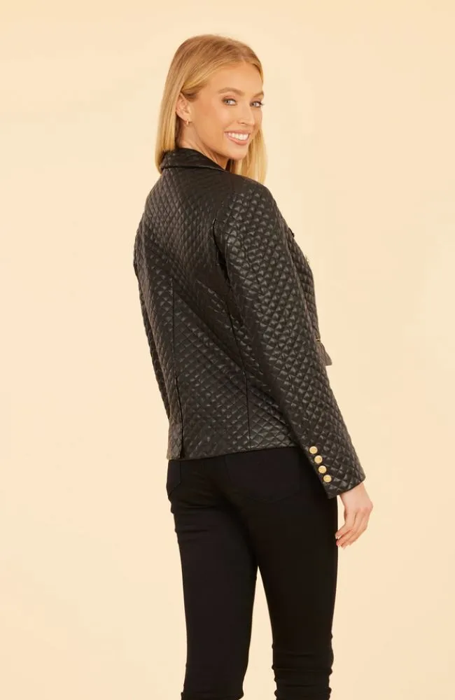 Double Breasted Quilted Blazer in Black or Ivory