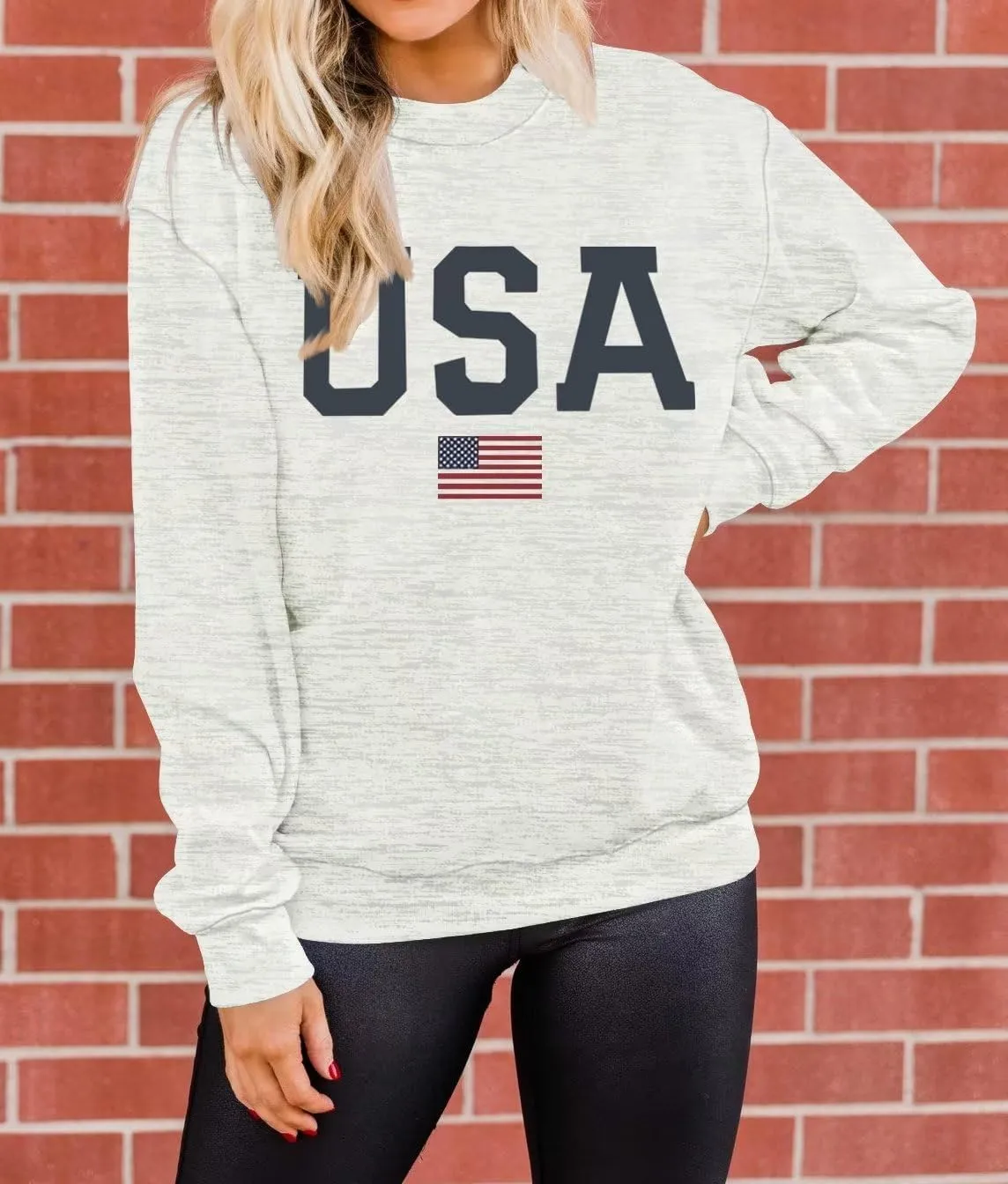 Dressmine Womens Casual Long Sleeve Graphic Tee Shirts Crew Neck Sweatshirts Pullover Tops for Women